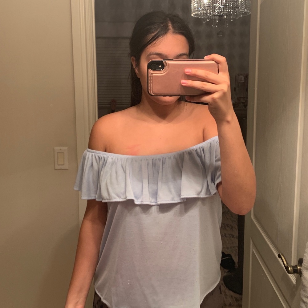 Blue off the shoulder top from H&M